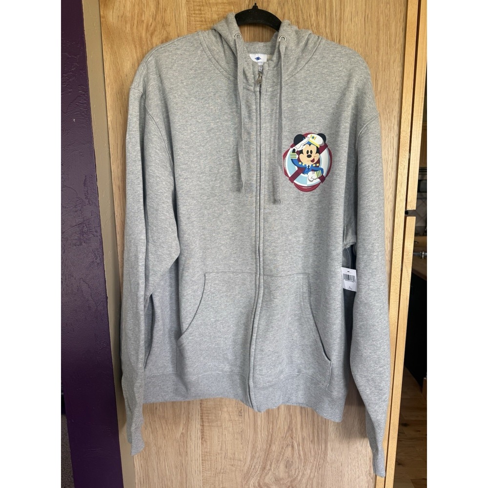 NEW Disney Cruise Line Hoodie Adult XL Gray Captain Mickey Mouse Friends DCL